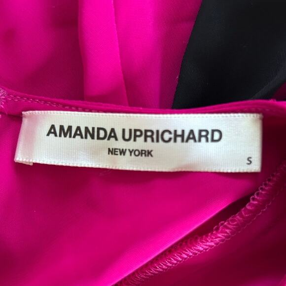 AMANDA UPRICHARD Beverly‎ Ruffled Sleeveless Belted Midi Dress in Fuchsia-Size S - Picture 7 of 7